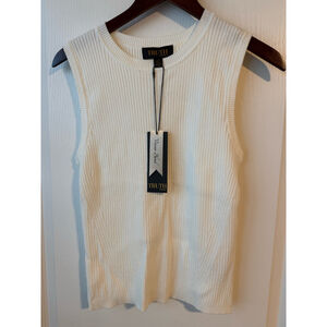 Women's Truth by Republic Tank Top Size L Ivory Viscose Blend